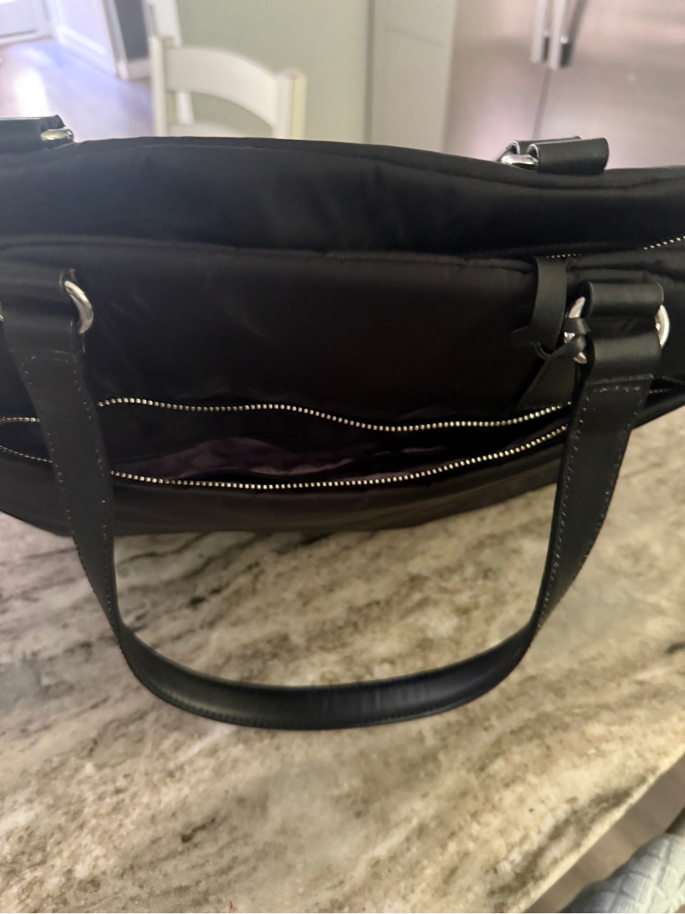 Lo & Sons Black Travel Tote Bag with Leather Straps - Picture 4 of 5